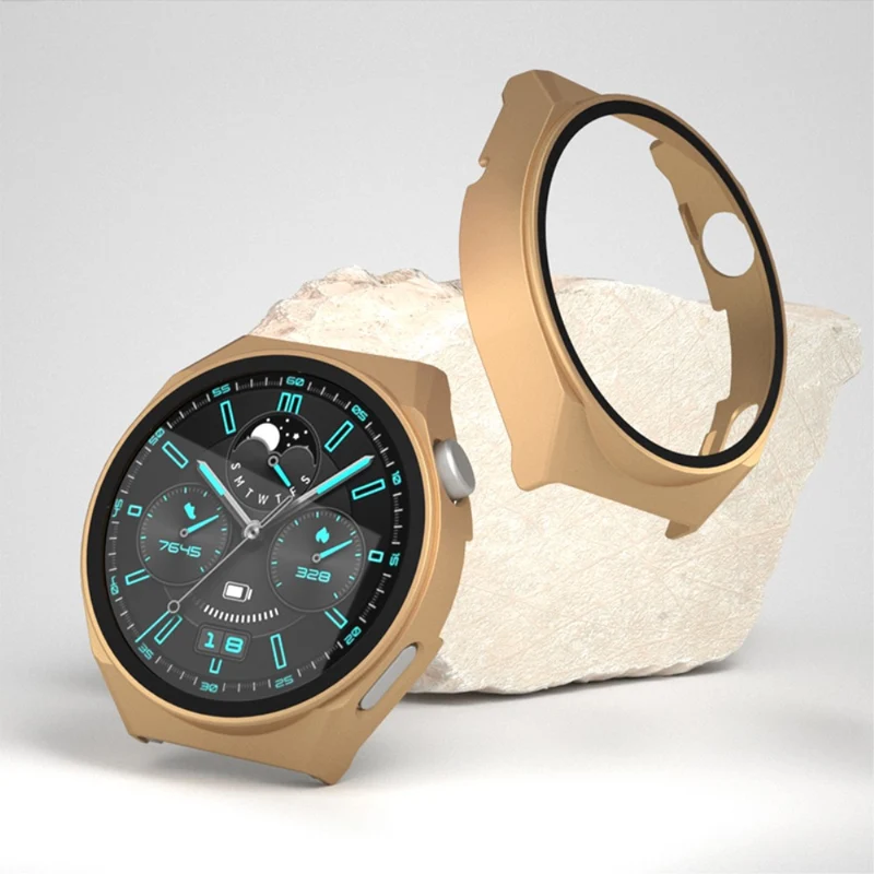 Mega Modisch Huawei Watch GT 3 Pro 46mm Hülle mit Displayschutz in Gehärtetes Glas