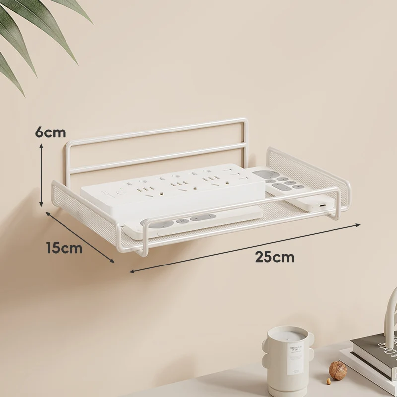Wandmontierter Zwei-Ebenen Belüfteter Mesh Router und Power Strip Organizer