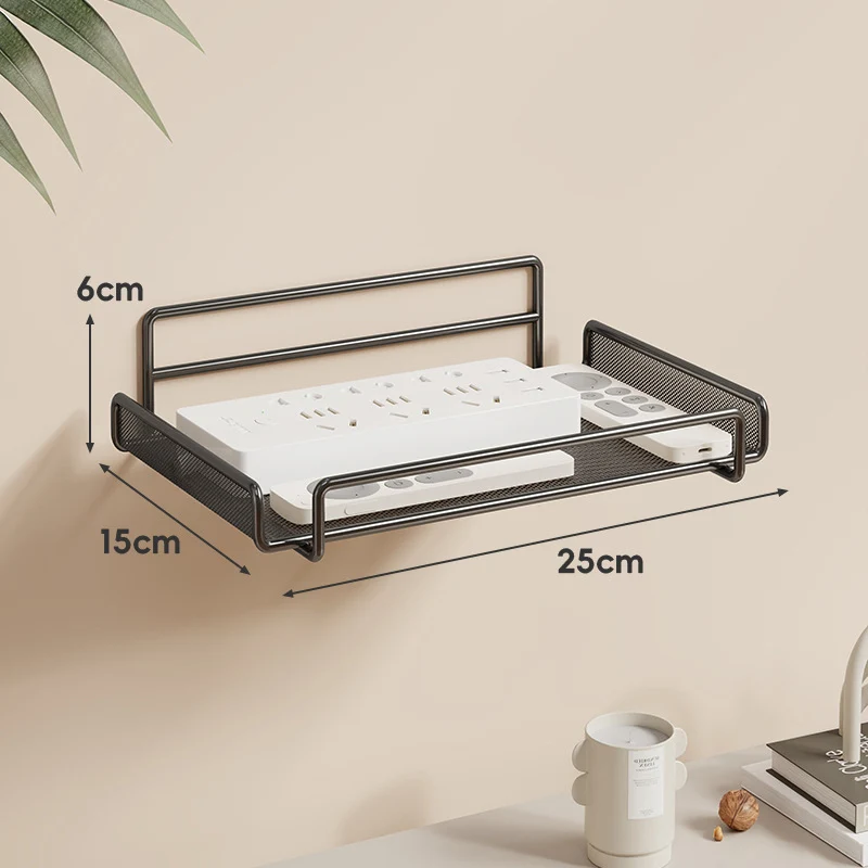 Wandmontierter Zwei-Ebenen Belüfteter Mesh Router und Power Strip Organizer