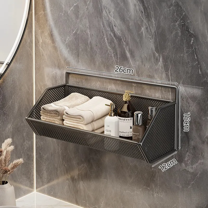 Wandmontierter Mesh-Badezimmer-Organizer-Regal