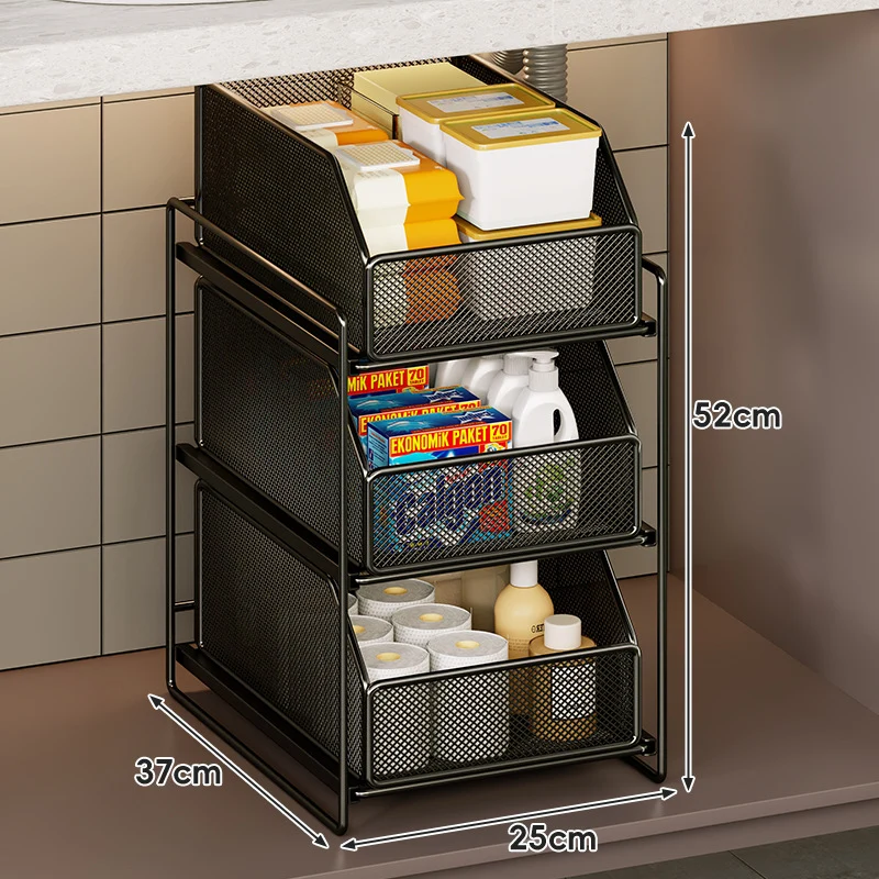 Vertikaler Mesh-Unter-Sink-Ausziehbarer Stauraum-Organizer-Turm