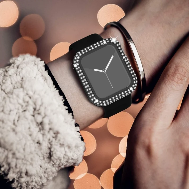 Auffallend Gut Apple Smartwatch Universell Hülle mit Displayschutz in Plastik, Strass und Gehärtetes Glas