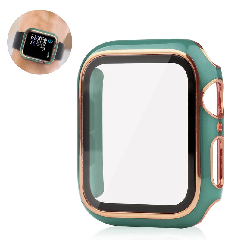 Unglaublich Modisch Apple Smartwatch Universell Hülle mit Displayschutz in Plastik und Gehärtetes Glas