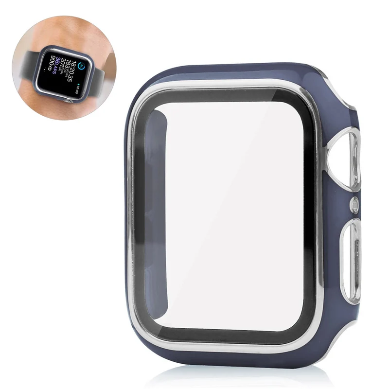 Unglaublich Modisch Apple Smartwatch Universell Hülle mit Displayschutz in Plastik und Gehärtetes Glas