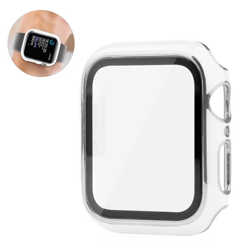 Unglaublich Modisch Apple Smartwatch Universell Hülle mit Displayschutz in Plastik und Gehärtetes Glas