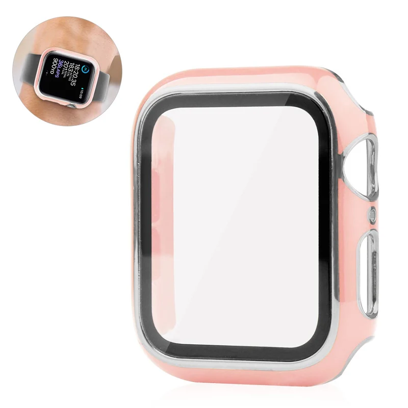 Unglaublich Modisch Apple Smartwatch Universell Hülle mit Displayschutz in Plastik und Gehärtetes Glas
