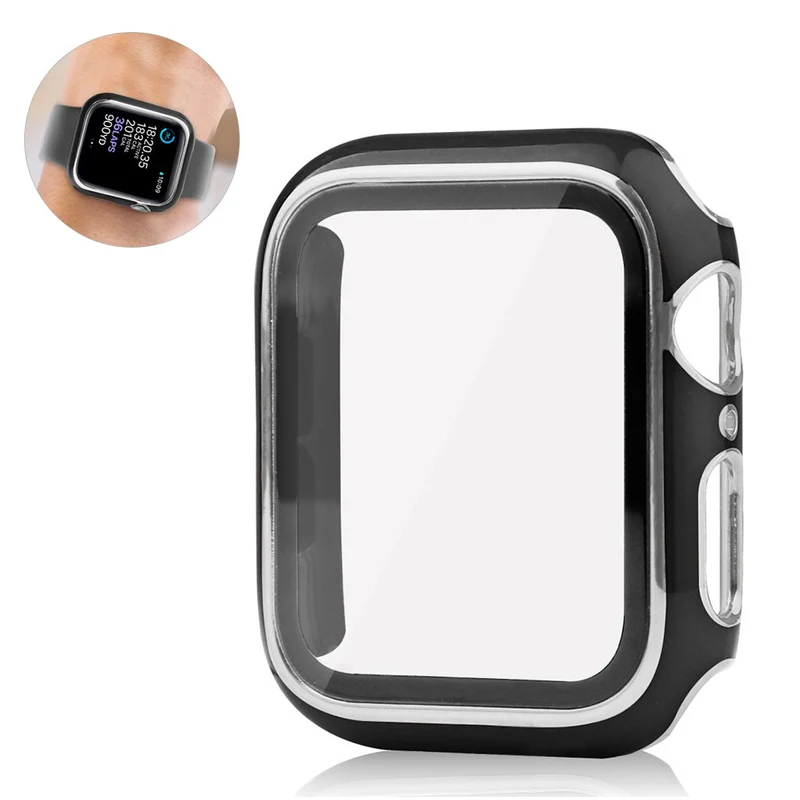 Unglaublich Modisch Apple Smartwatch Universell Hülle mit Displayschutz in Plastik und Gehärtetes Glas