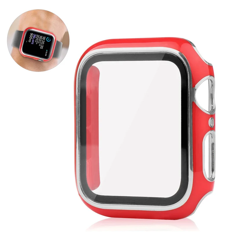 Unglaublich Modisch Apple Smartwatch Universell Hülle mit Displayschutz in Plastik und Gehärtetes Glas