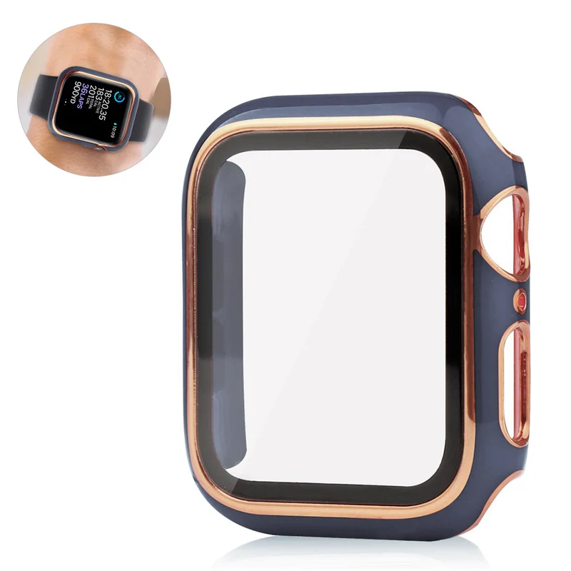 Unglaublich Modisch Apple Smartwatch Universell Hülle mit Displayschutz in Plastik und Gehärtetes Glas