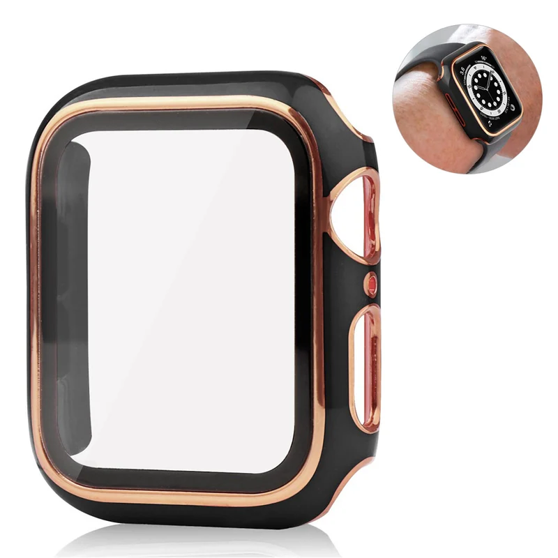 Unglaublich Stylisch Apple Smartwatch Universell Hülle mit Displayschutz in Plastik und Gehärtetes Glas