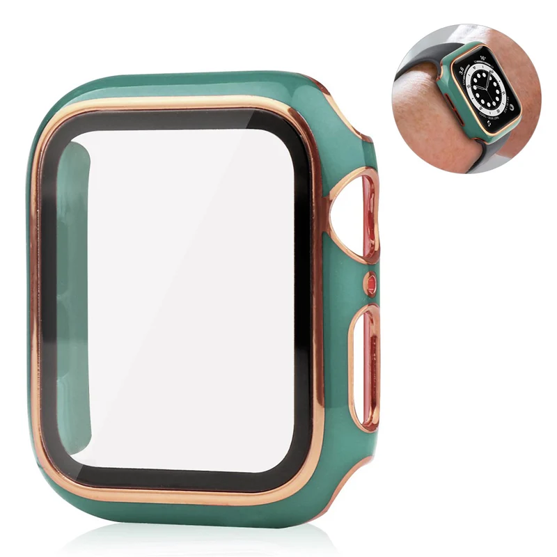 Unglaublich Stylisch Apple Smartwatch Universell Hülle mit Displayschutz in Plastik und Gehärtetes Glas