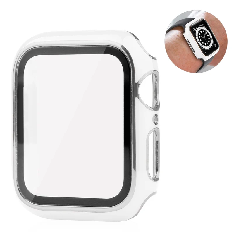 Unglaublich Stylisch Apple Smartwatch Universell Hülle mit Displayschutz in Plastik und Gehärtetes Glas