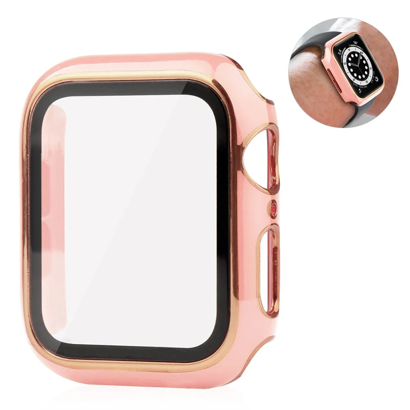 Unglaublich Stylisch Apple Smartwatch Universell Hülle mit Displayschutz in Plastik und Gehärtetes Glas