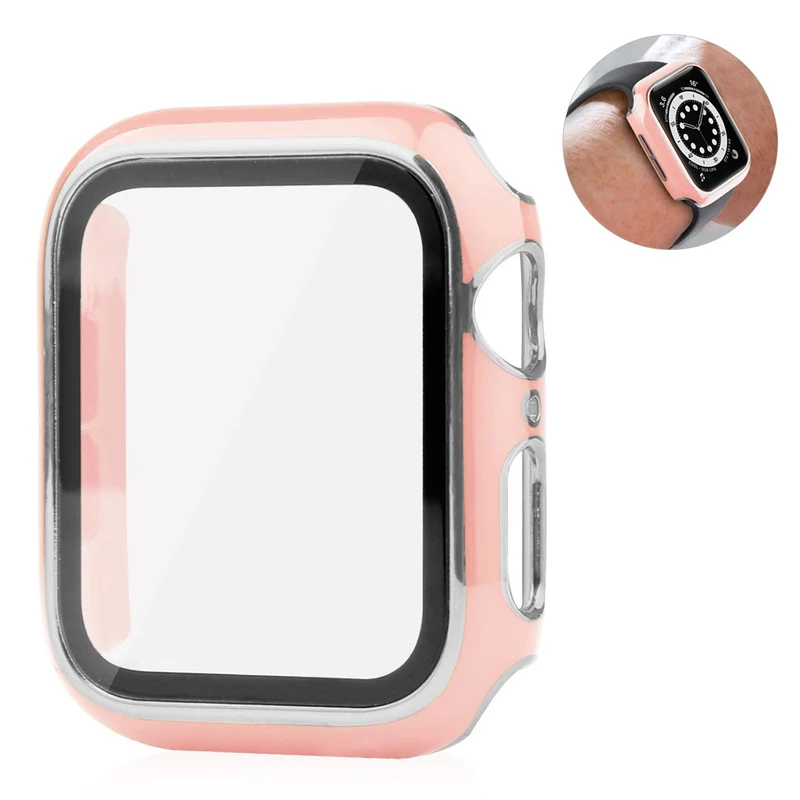 Unglaublich Stylisch Apple Smartwatch Universell Hülle mit Displayschutz in Plastik und Gehärtetes Glas