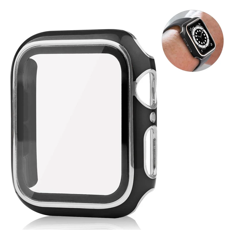 Unglaublich Stylisch Apple Smartwatch Universell Hülle mit Displayschutz in Plastik und Gehärtetes Glas