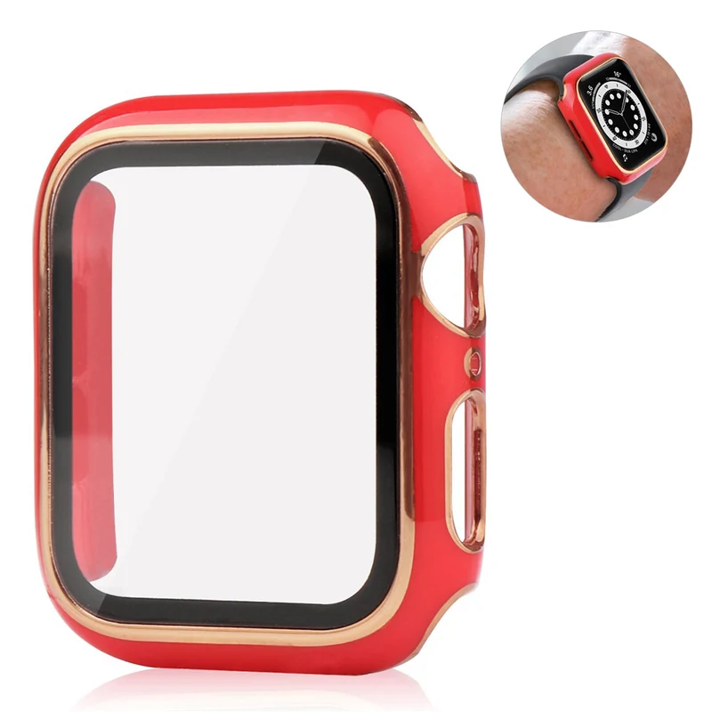 Unglaublich Stylisch Apple Smartwatch Universell Hülle mit Displayschutz in Plastik und Gehärtetes Glas