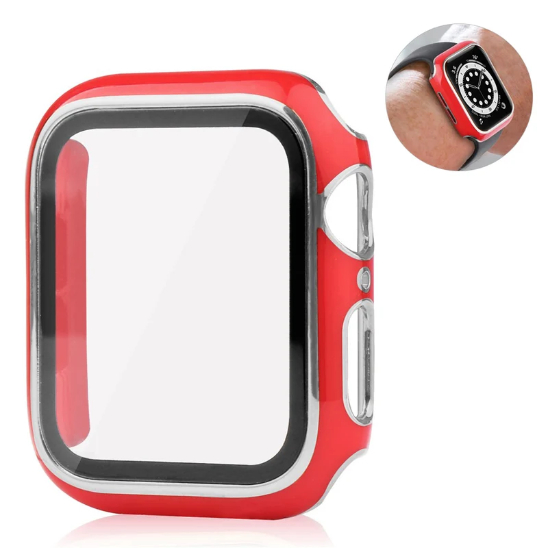 Unglaublich Stylisch Apple Smartwatch Universell Hülle mit Displayschutz in Plastik und Gehärtetes Glas