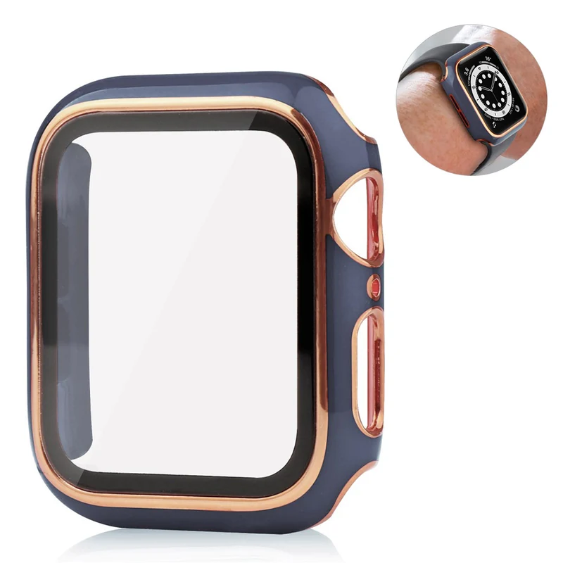 Unglaublich Stylisch Apple Smartwatch Universell Hülle mit Displayschutz in Plastik und Gehärtetes Glas