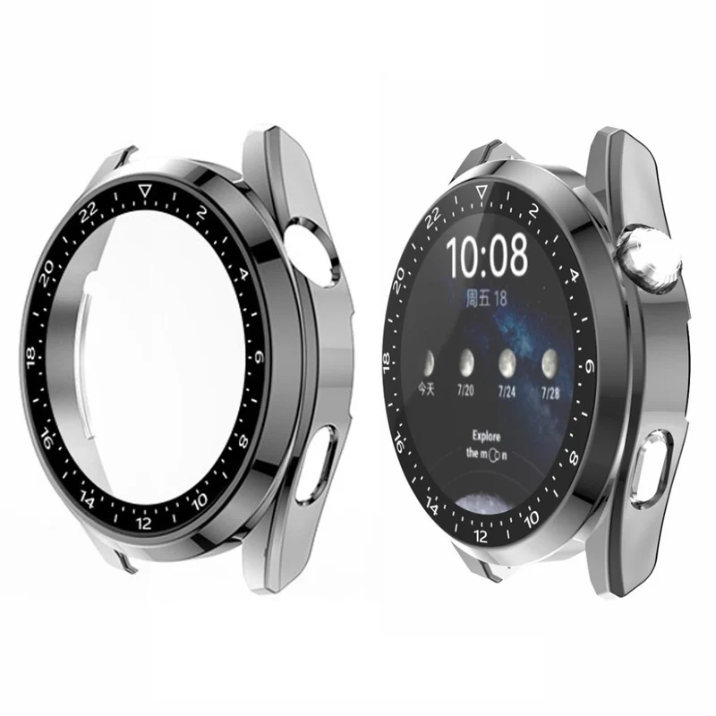 Auffallend Stilvoll Huawei Watch 3 Hülle mit Displayschutz in Plastik und Gehärtetes Glas