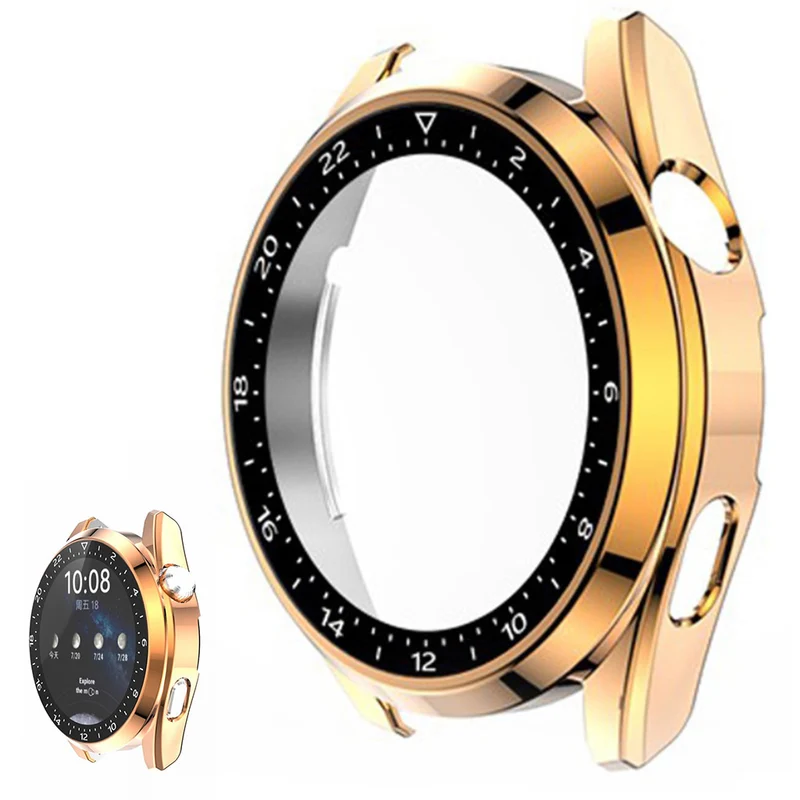 Auffallend Stilvoll Huawei Watch 3 Hülle mit Displayschutz in Plastik und Gehärtetes Glas
