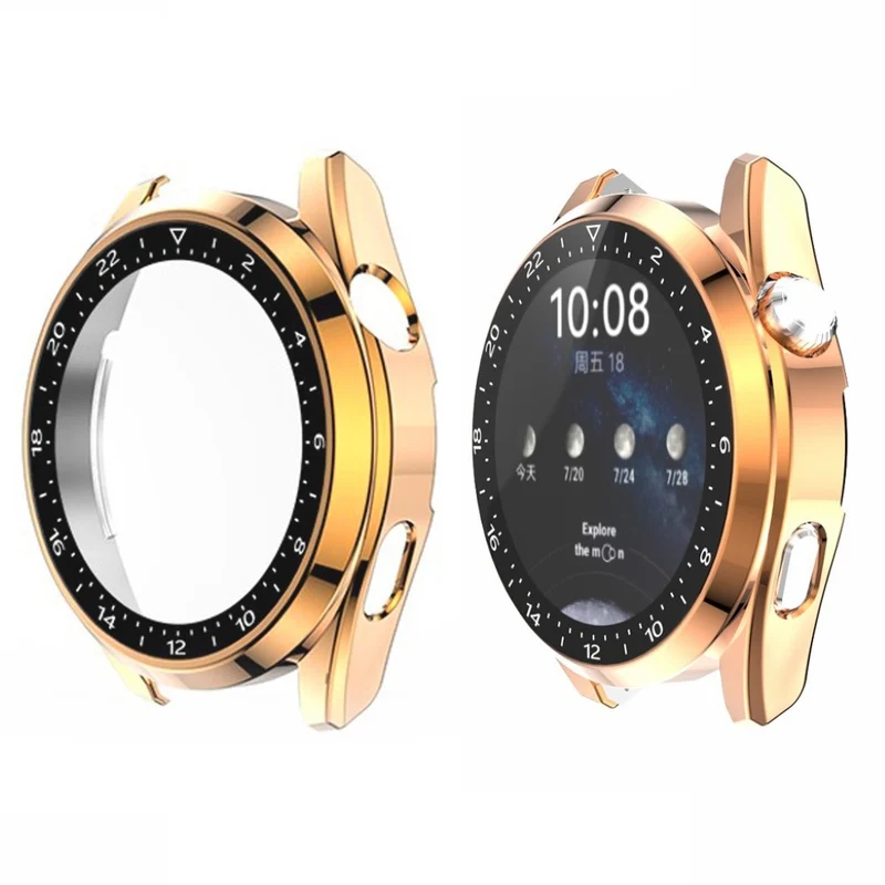 Auffallend Stilvoll Huawei Watch 3 Hülle mit Displayschutz in Plastik und Gehärtetes Glas