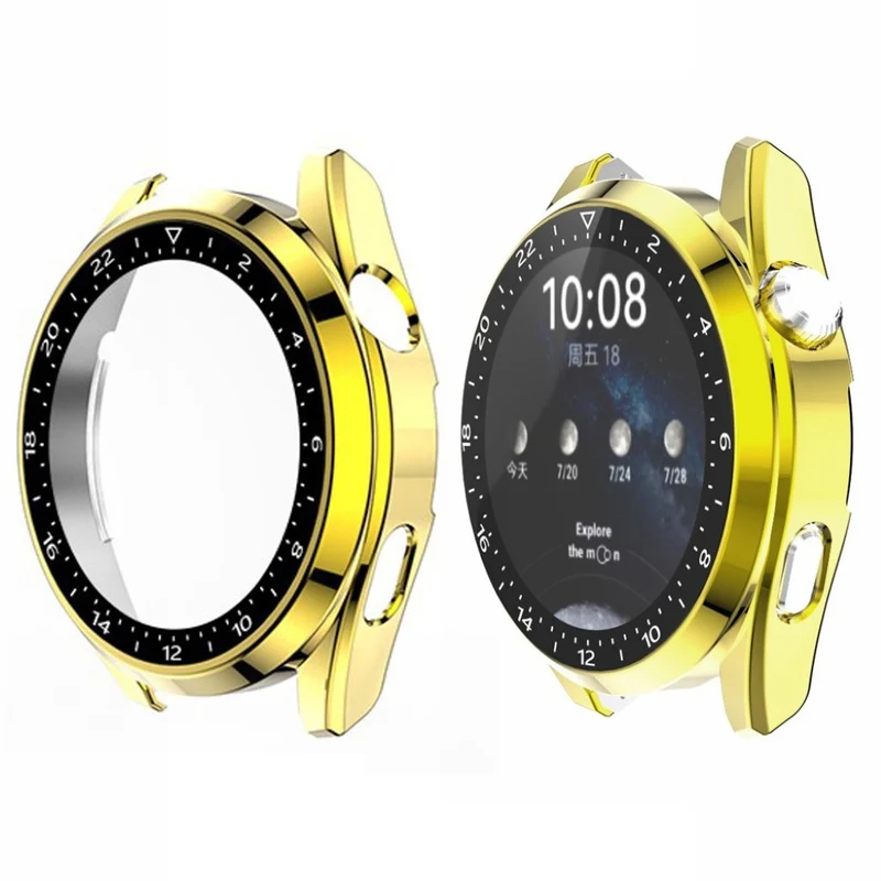 Auffallend Stilvoll Huawei Watch 3 Hülle mit Displayschutz in Plastik und Gehärtetes Glas