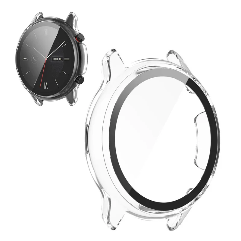 Auffallend Stilvoll Amazfit Smartwatch Universell Hülle mit Displayschutz in Plastik und Gehärtetes Glas