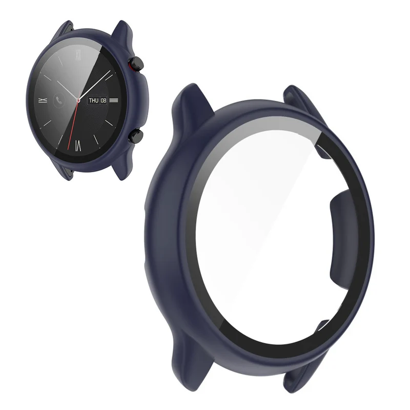 Auffallend Stilvoll Amazfit Smartwatch Universell Hülle mit Displayschutz in Plastik und Gehärtetes Glas