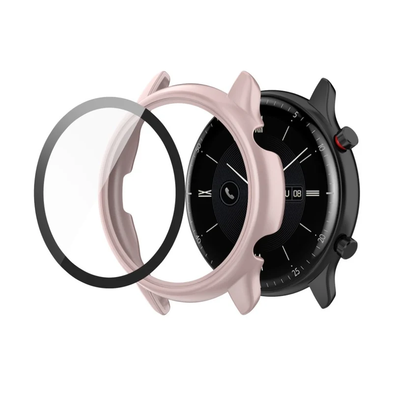 Auffallend Stilvoll Amazfit Smartwatch Universell Hülle mit Displayschutz in Plastik und Gehärtetes Glas
