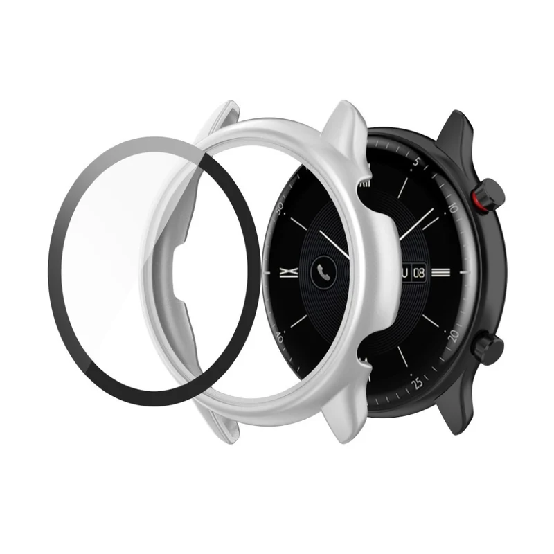 Auffallend Stilvoll Amazfit Smartwatch Universell Hülle mit Displayschutz in Plastik und Gehärtetes Glas