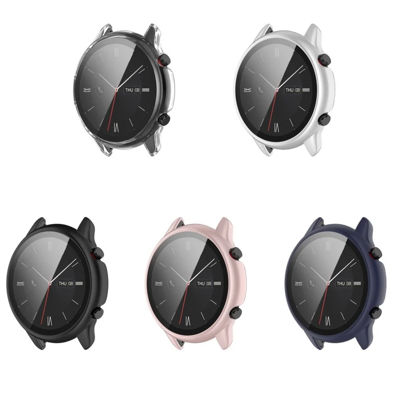 Auffallend Stilvoll Amazfit Smartwatch Universell Hülle mit Displayschutz in Plastik und Gehärtetes Glas