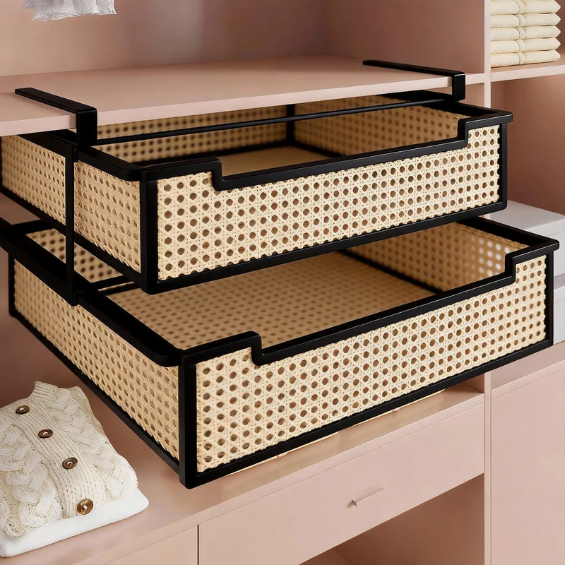 Unterregal-Ausziehbarer Netzdrawer-Organizer mit Schienenklemmbefestigung