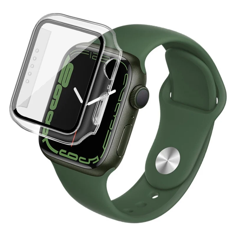 Stilvoll Apple Watch Series 7 41mm Hülle mit Displayschutz in Plastik und Gehärtetes Glas
