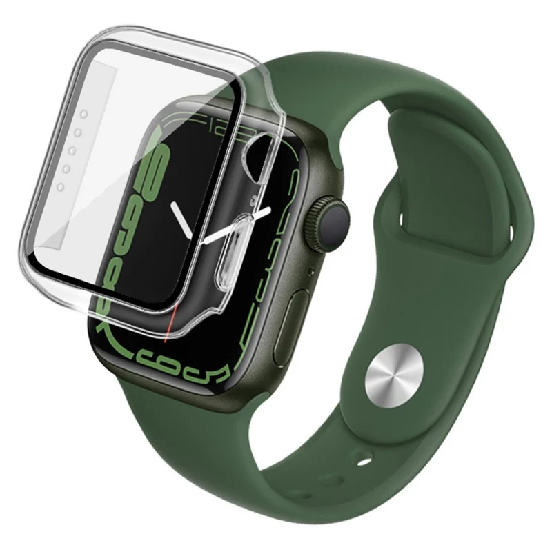 Super Gut Apple Watch Series 7 45mm Hülle mit Displayschutz in Plastik und Gehärtetes Glas