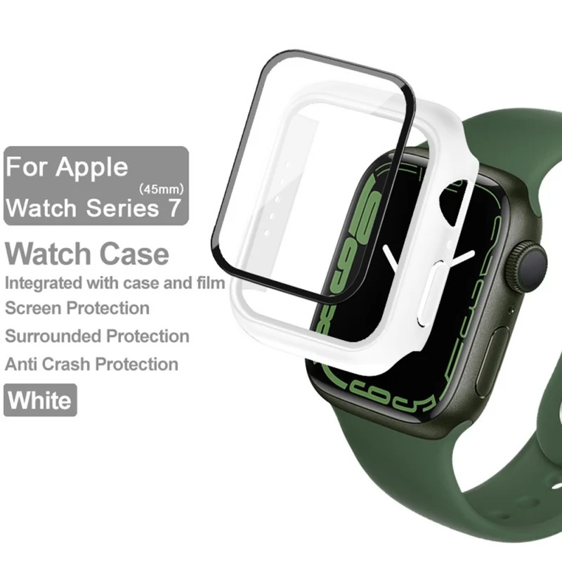 Super Gut Apple Watch Series 7 45mm Hülle mit Displayschutz in Plastik und Gehärtetes Glas