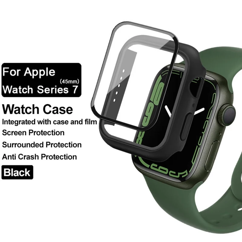 Super Gut Apple Watch Series 7 45mm Hülle mit Displayschutz in Plastik und Gehärtetes Glas