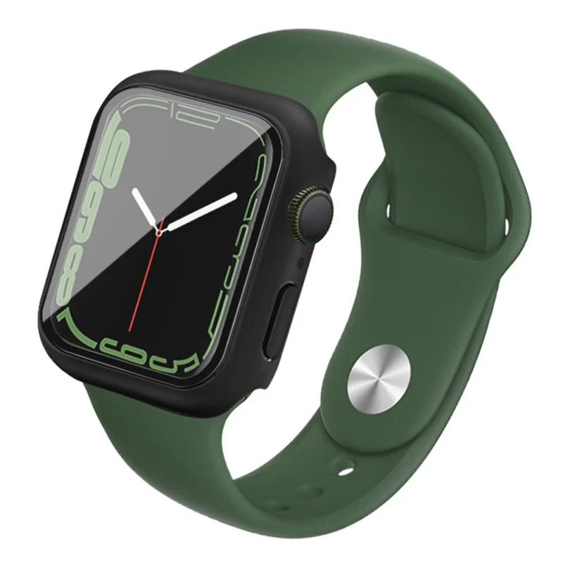 Super Gut Apple Watch Series 7 45mm Hülle mit Displayschutz in Plastik und Gehärtetes Glas