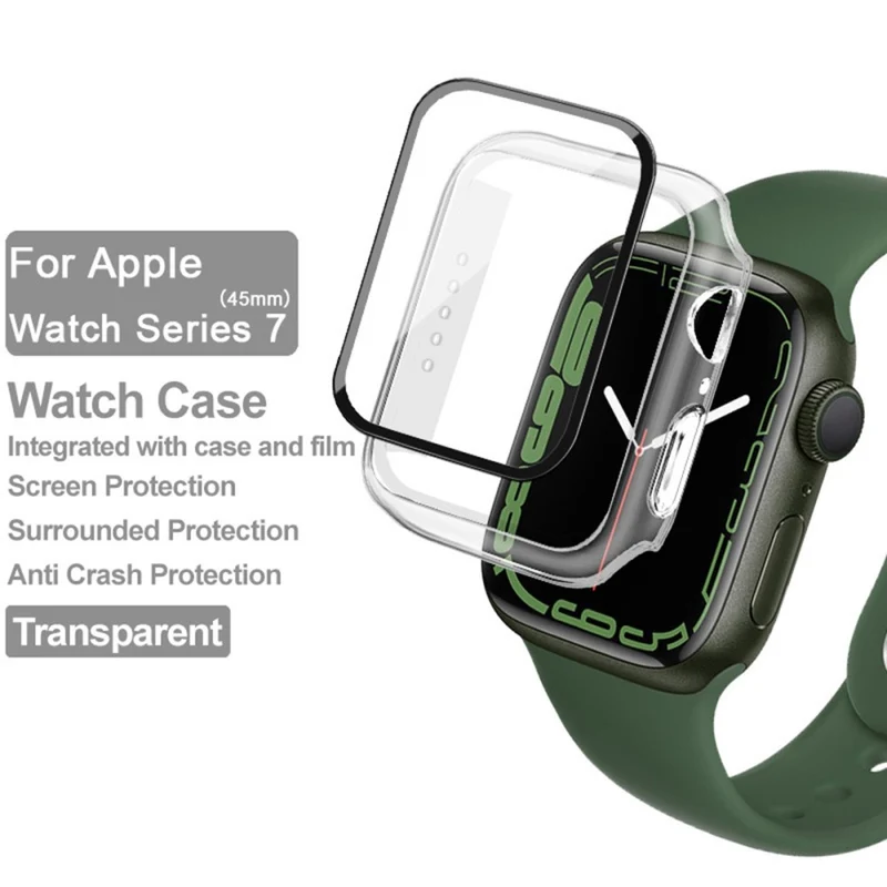 Super Gut Apple Watch Series 7 45mm Hülle mit Displayschutz in Plastik und Gehärtetes Glas
