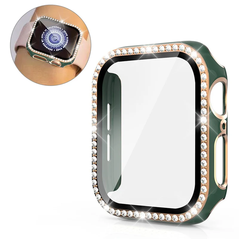 Unglaublich Modisch Apple Watch 40mm Hülle mit Displayschutz in Plastik, Strass und Gehärtetes Glas