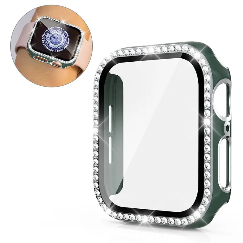 Unglaublich Modisch Apple Watch 40mm Hülle mit Displayschutz in Plastik, Strass und Gehärtetes Glas