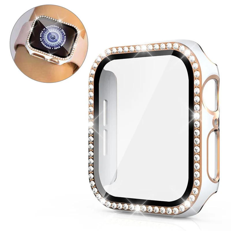 Unglaublich Modisch Apple Watch 40mm Hülle mit Displayschutz in Plastik, Strass und Gehärtetes Glas