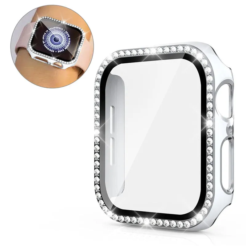 Unglaublich Modisch Apple Watch 40mm Hülle mit Displayschutz in Plastik, Strass und Gehärtetes Glas