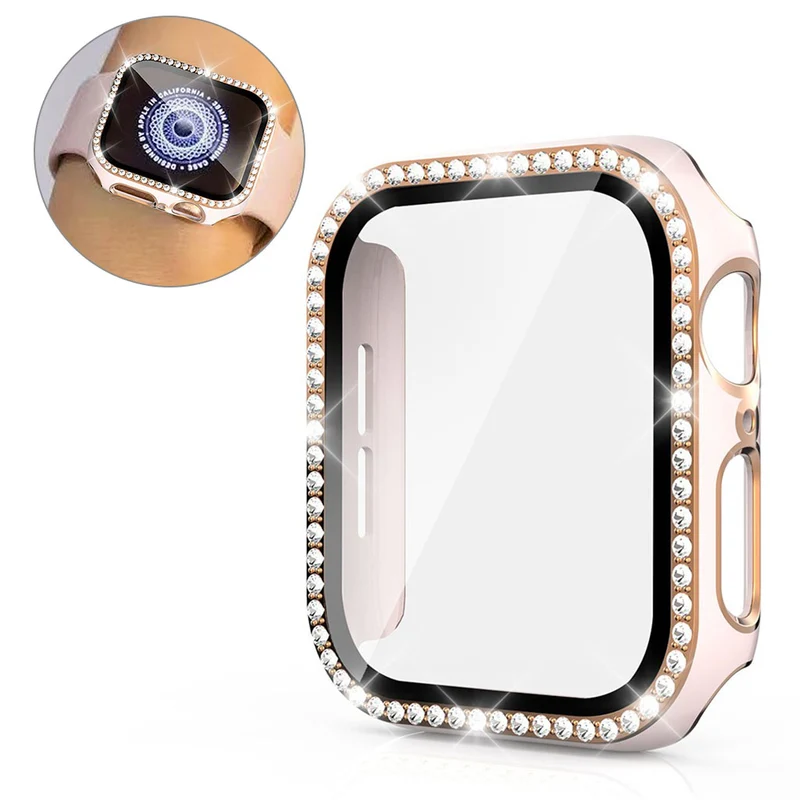 Unglaublich Modisch Apple Watch 40mm Hülle mit Displayschutz in Plastik, Strass und Gehärtetes Glas