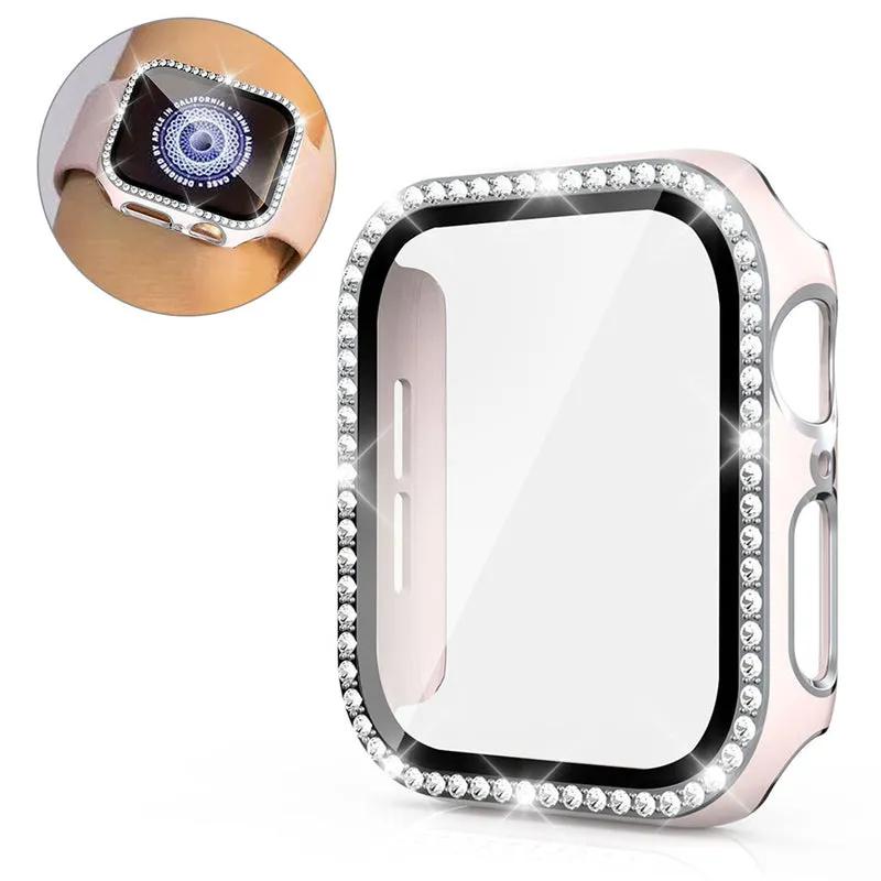 Unglaublich Modisch Apple Watch 40mm Hülle mit Displayschutz in Plastik, Strass und Gehärtetes Glas