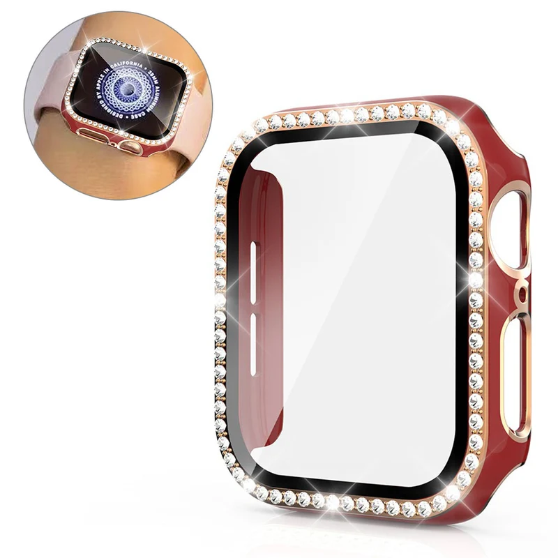 Unglaublich Modisch Apple Watch 40mm Hülle mit Displayschutz in Plastik, Strass und Gehärtetes Glas