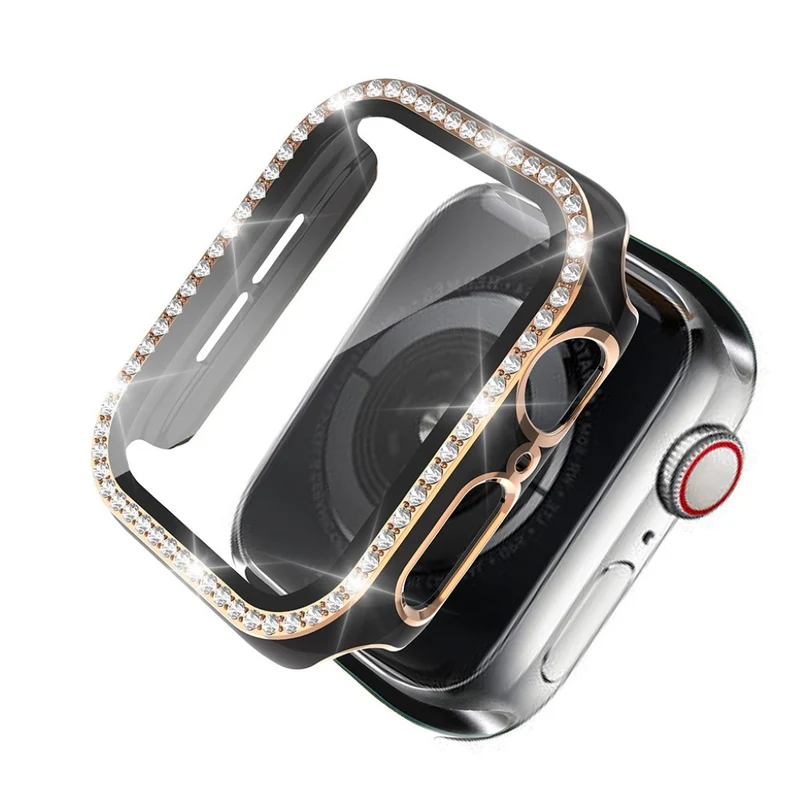 Unglaublich Modisch Apple Watch 40mm Hülle mit Displayschutz in Plastik, Strass und Gehärtetes Glas