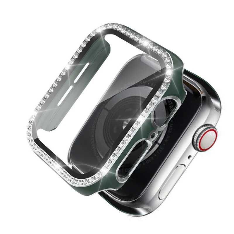 Unglaublich Modisch Apple Watch 40mm Hülle mit Displayschutz in Plastik, Strass und Gehärtetes Glas