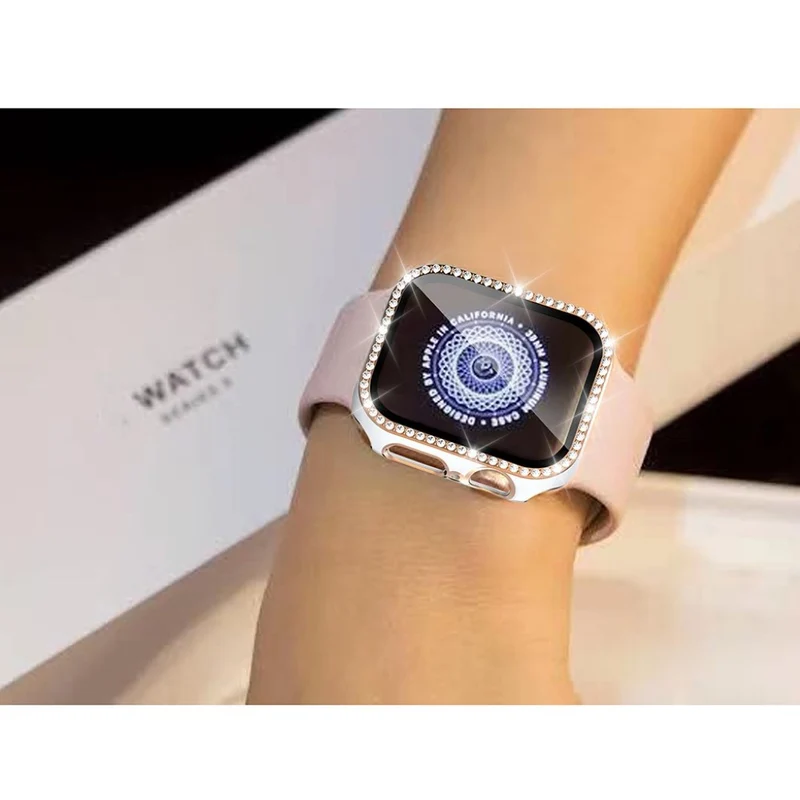 Unglaublich Modisch Apple Watch 40mm Hülle mit Displayschutz in Plastik, Strass und Gehärtetes Glas