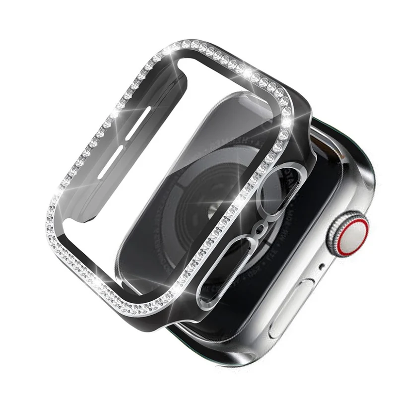 Unglaublich Modisch Apple Watch 40mm Hülle mit Displayschutz in Plastik, Strass und Gehärtetes Glas