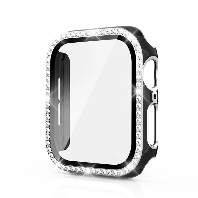 Unglaublich Modisch Apple Watch 40mm Hülle mit Displayschutz in Plastik, Strass und Gehärtetes Glas